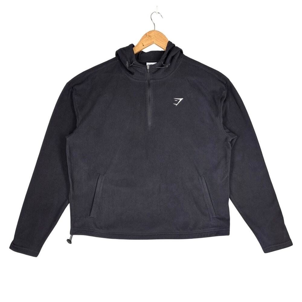 GYMSHARK WOMEN'S BLACK TRAINING FLEECE PULLOVER HOODIE – SIZE XL – SIDE POCKETS